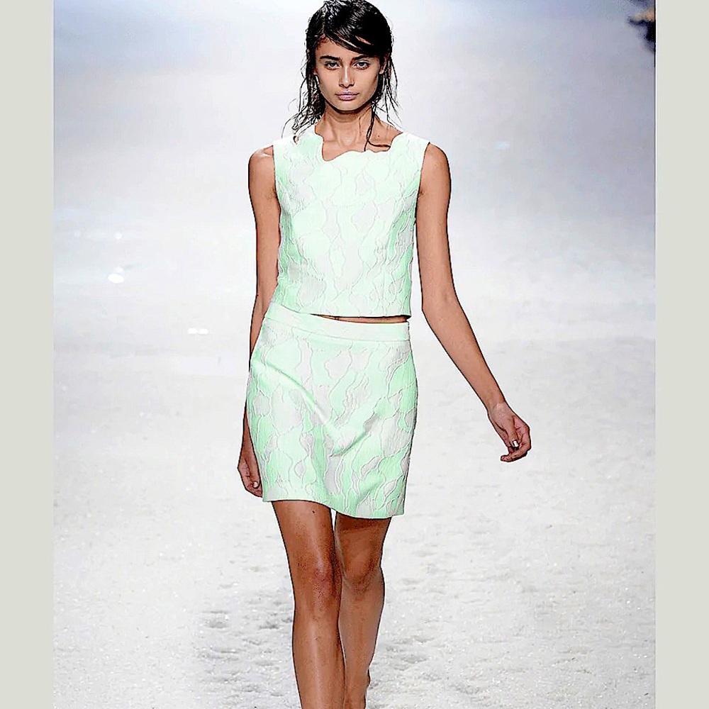 3.1 Phillip Lim Two-piece abstract mint and cream mini skirt & sleeveless top 6